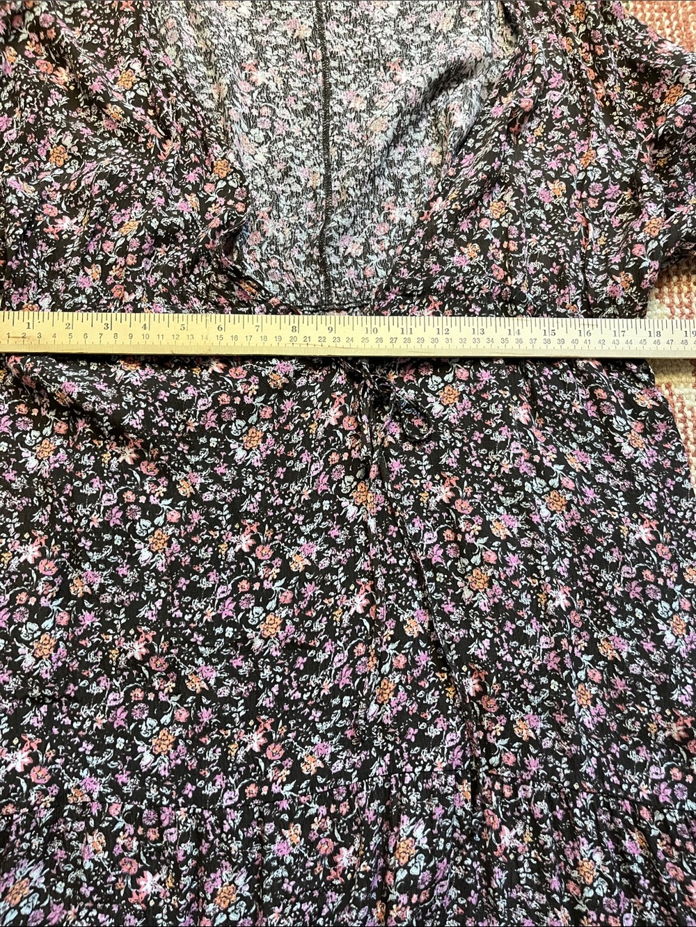 Garnet Hill Boho Floral Dress Brown Pink Rust Print 3/4 Sleeve Flowy Size 10 EUC - Picture 10 of 10